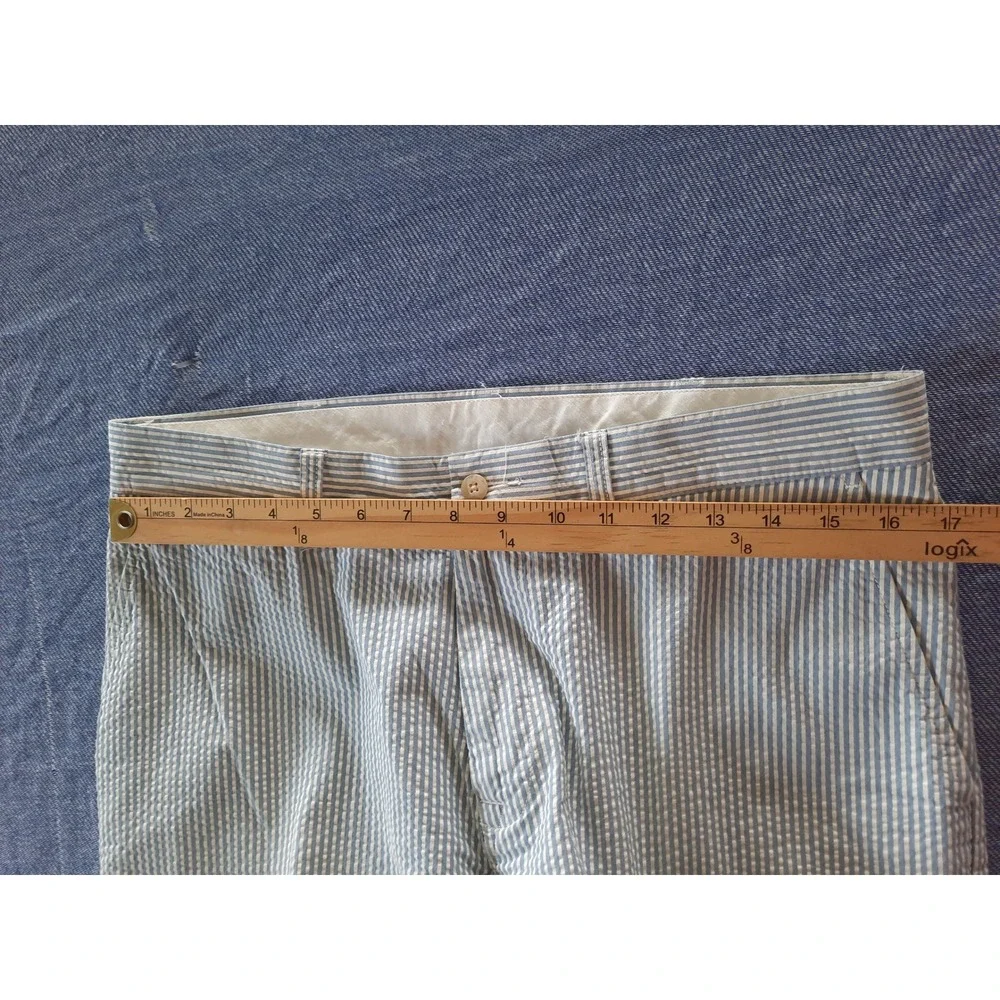 Polo Ralph Lauren Suffield Pant Seersucker Striped Pleated Men 34x32 Cotton SEE